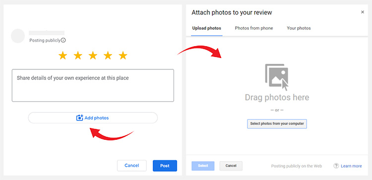 How to add photos to your reviews